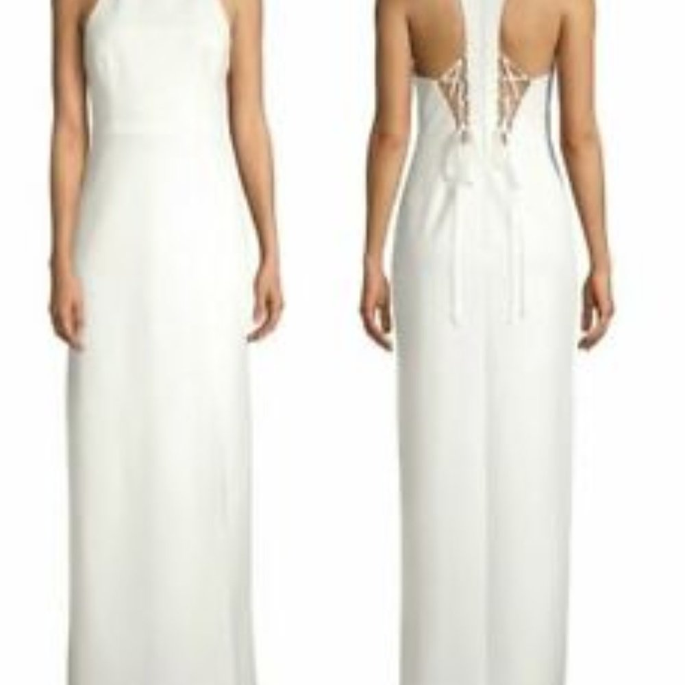 BCBGMaxAzria White Gown Lace up Back Size 4 NWT
